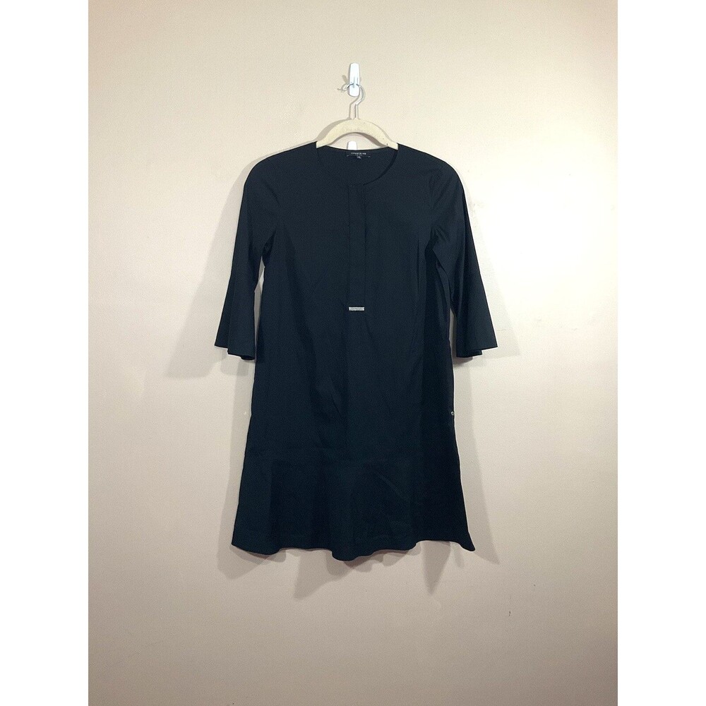 Lafayette 148 Bell Sleeve Midi Dress M Black Capsule Minimalist Quiet Luxury